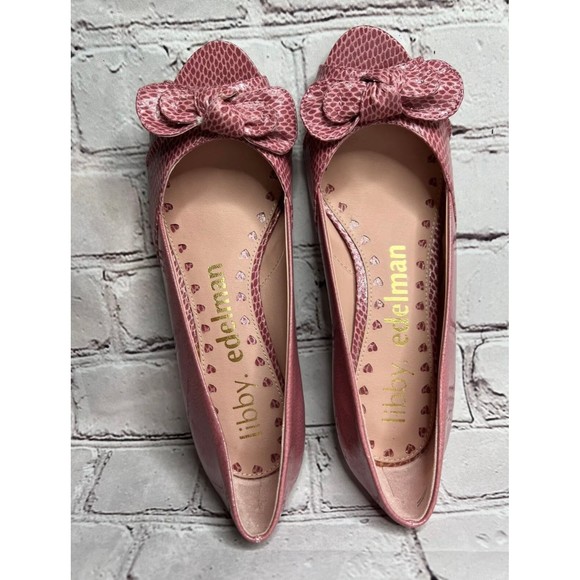 BRAND NEW in Box Libby Edelman L-Flynn Women Sz 8M Patent Pink Snake Shoes - Picture 1 of 9